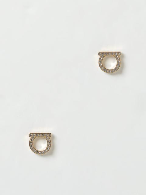 Ferragamo Gancini metal earrings with rhinestones