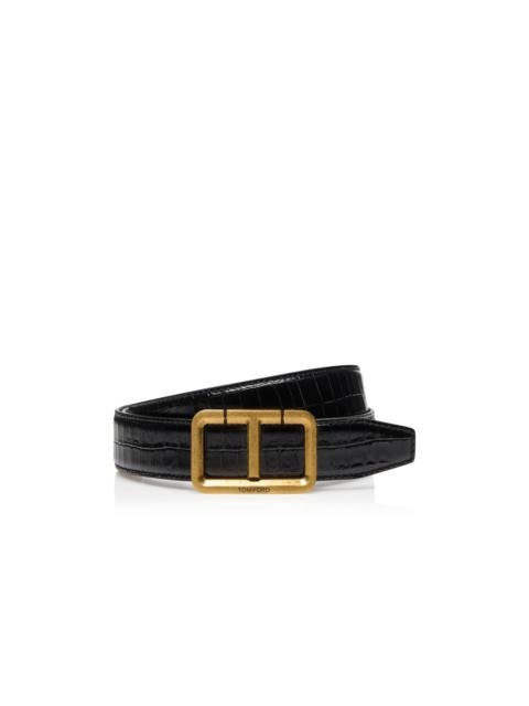 TOM FORD GLOSSY PRINTED CROC SCORED T BELT
