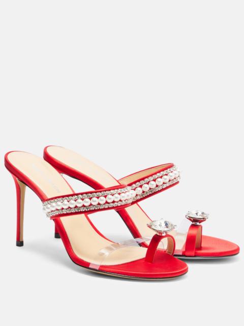 MACH & MACH Diamond Of Elizabeth embellished satin mules
