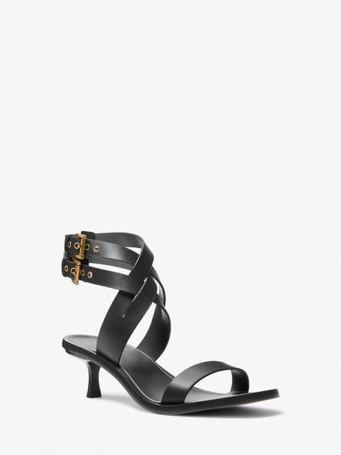 MICHAEL KORS Irene Leather Kitten Heel Sandal