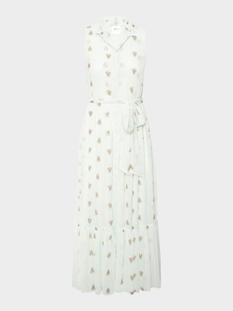 MISA Thebez Ruffled High-Neck Midi Dress