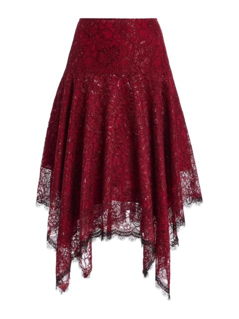 RODARTE Exclusive Lace Midi Skirt burgundy