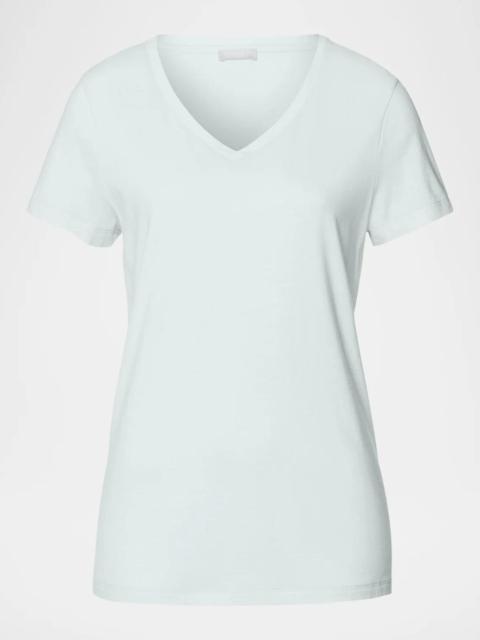 HANRO V-Neck Sleep and Lounge Cotton T-Shirt