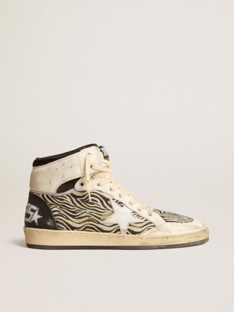 Women’s Sky-Star LAB in zebra nappa with textured silver leather star