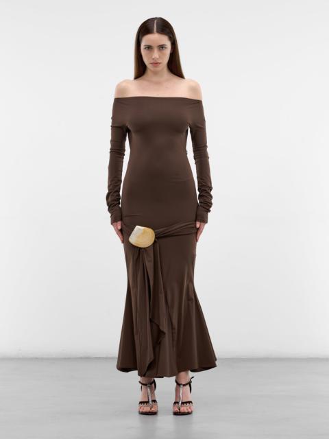 CONNER IVES Brown Jersey Shell Belt Dress
