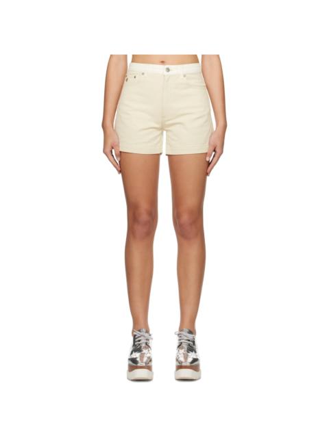 Stella McCartney Beige & White Bandana Denim Shorts