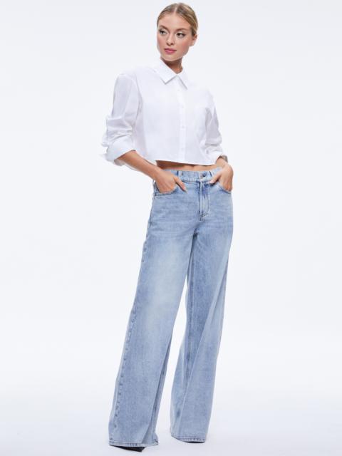 FINELY CROPPED OVERSIZED BUTTON DOWN SHIRT