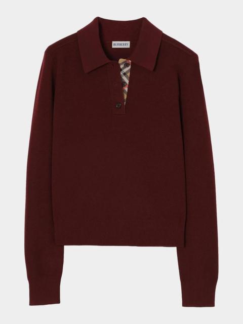 Burberry Mandy Wool Long-Sleeve Polo Shirt