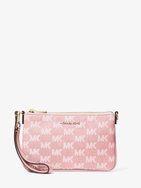 MICHAEL KORS Jet Set Travel Small Logo Jacquard Denim Wristlet