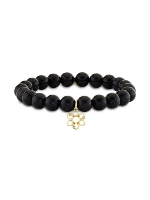 SYDNEY EVAN Women's Cosmos Charm 14K Yellow Gold, Blue Goldstone & 0.01 TCW Diamond Bracelet - Goldstone