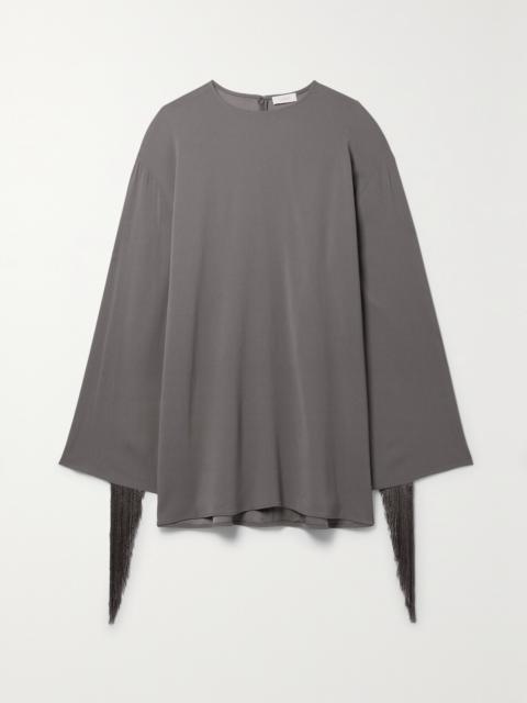 LAPOINTE Fringed Crepe Mini Dress