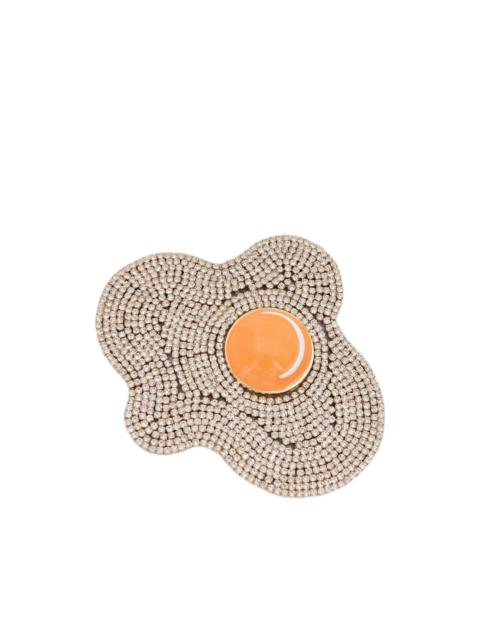 ESSENTIEL ANTWERP egg-shaped rhinestone-embellished brooch