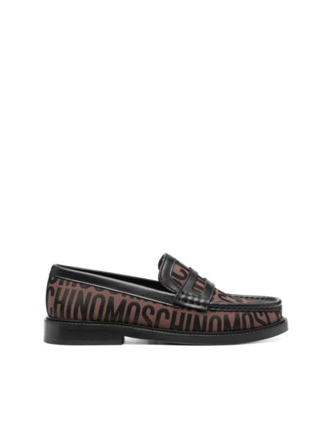 Moschino logo-jacquard two-tone loafers