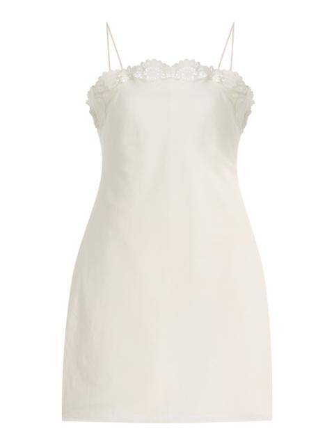 POSSE Darya Lace-Trimmed Linen-Cotton Mini Dress ivory