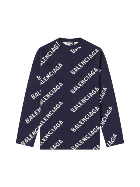 BALENCIAGA Balenciaga Allover Logo Crewneck 'Black/White'