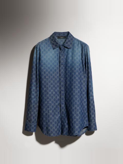 GUCCI GG chambray cotton denim shirt