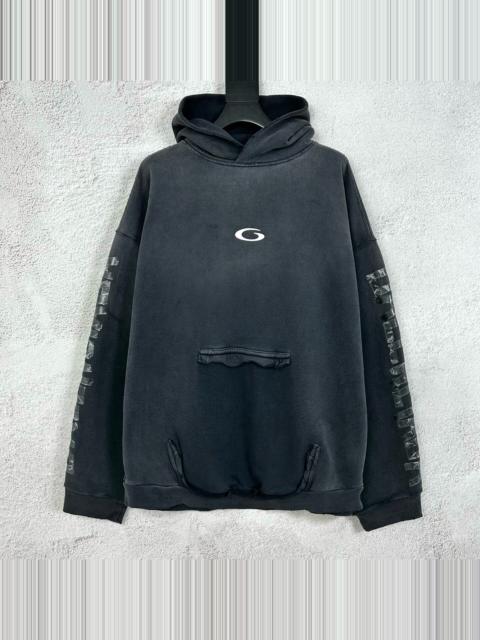BALENCIAGA Balenciaga FW25 Black Tape-Letter Hooded Sweater