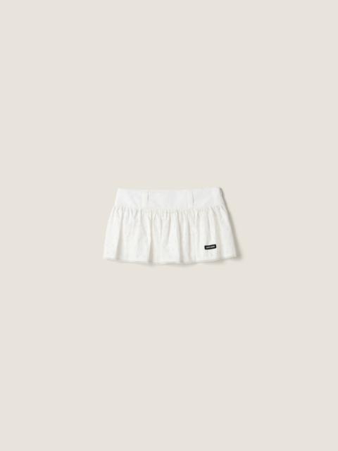 Miu Miu Slubbed poplin and eyelet lace miniskirt