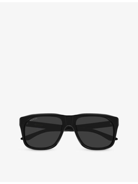 GUCCI GG2077S Rectangle-Frame Acetate Sunglasses