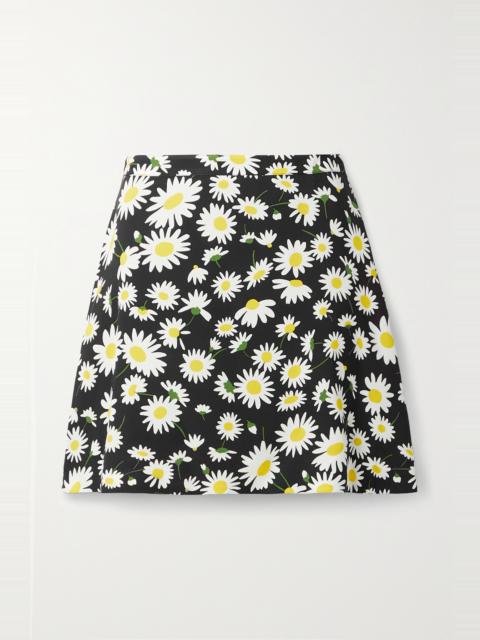 Floral-print crepe mini skirt