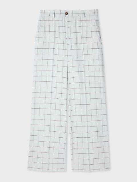 Paul Smith Women's Light Blue Windowpane Trousers