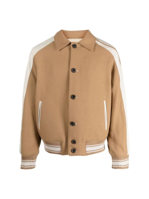 button-down ribbed bomber jacket