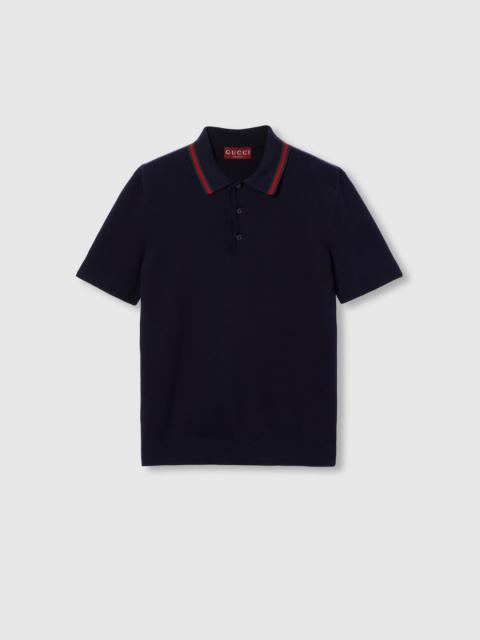 Silk cotton polo shirt with Web