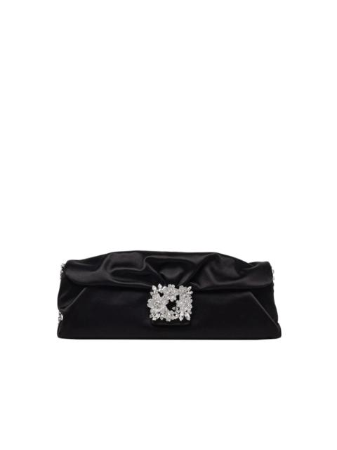 Roger Vivier BLACK CRYSTAL SATIN CLUTCH
