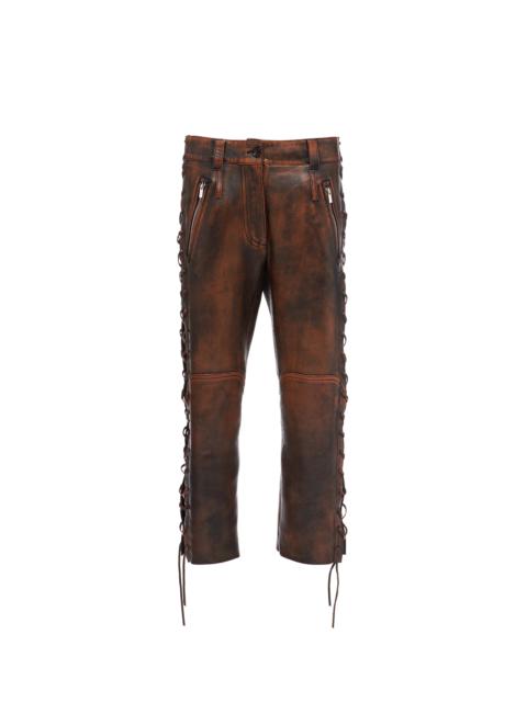 Miu Miu Vintage-look laced nappa leather pants