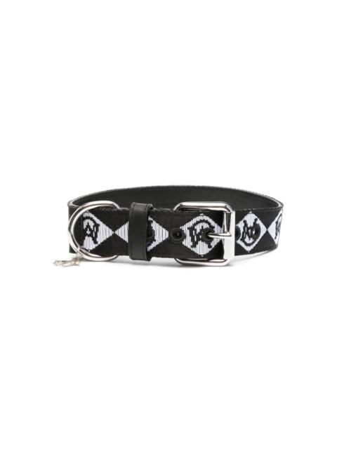 monogram-pattern logo-plaque dog collar