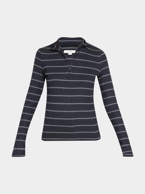 Vince Striped Rib Half-Zip Sweater