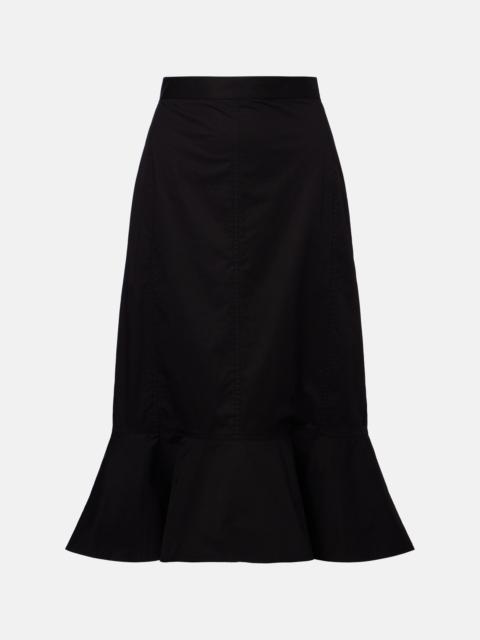 Plan C Ruffled cotton-blend poplin midi skirt