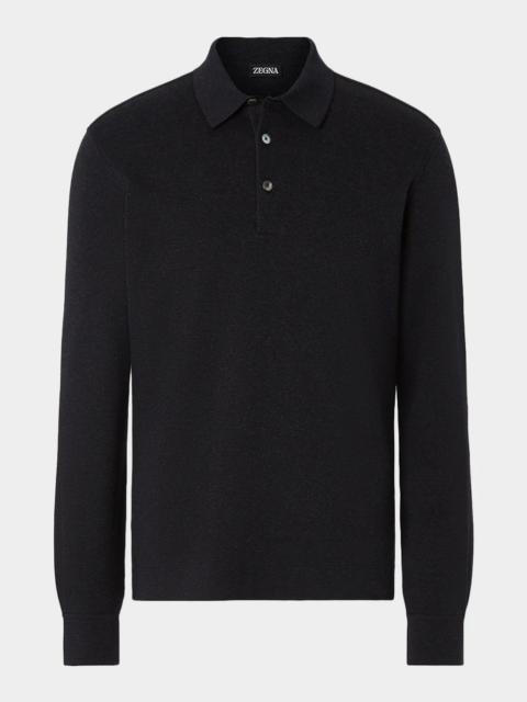 ZEGNA Men's Cotton Long-Sleeve Polo Shirt