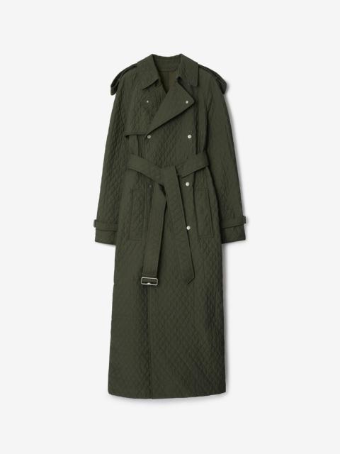 Long Quilted Nylon Trench Coat