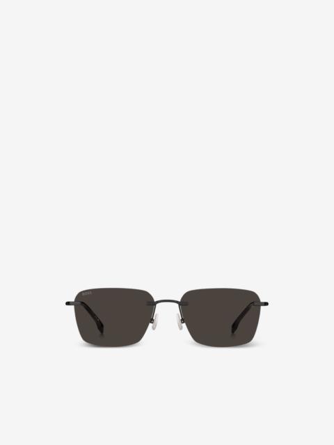 BOSS square rimless sunglasses