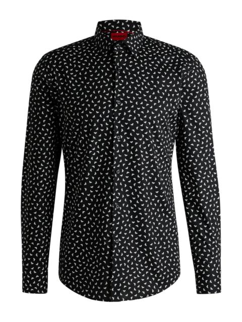 HUGO SLIM-FIT SHIRT IN PRINTED COTTON POPLIN