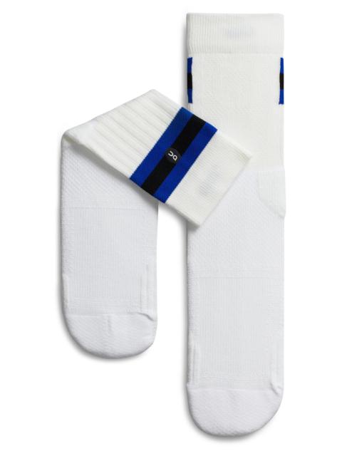 On Tennis Crew Socks in White/Indigo