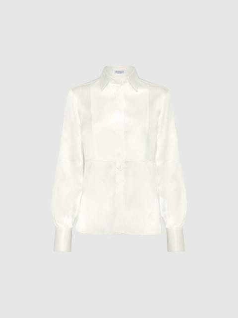 Brunello Cucinelli Stretch silk satin shirt with monili