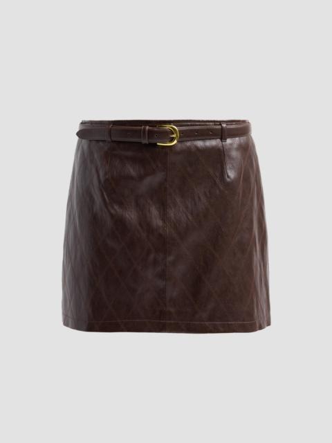 MILLY Women's Eliza Belted Faux-Leather Mini Skirt - Dark Brown