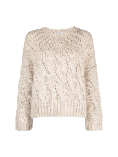 crew-neck cable-knit jumper