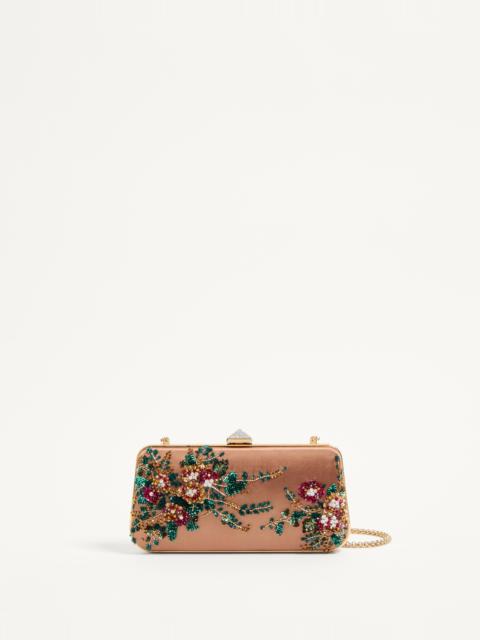 Valentino CARRY SECRETS SATIN MINAUDIERE WITH FLORAL EMBROIDERY
