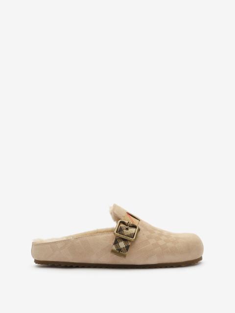 Burberry Check Shearling Urchin Clogs
