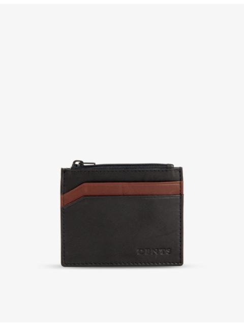 DENTS Logo-debossed leather card holder