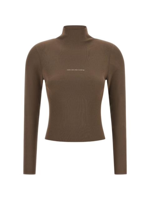 Alexander Wang logo-jacquard ribbed high-neck sweater