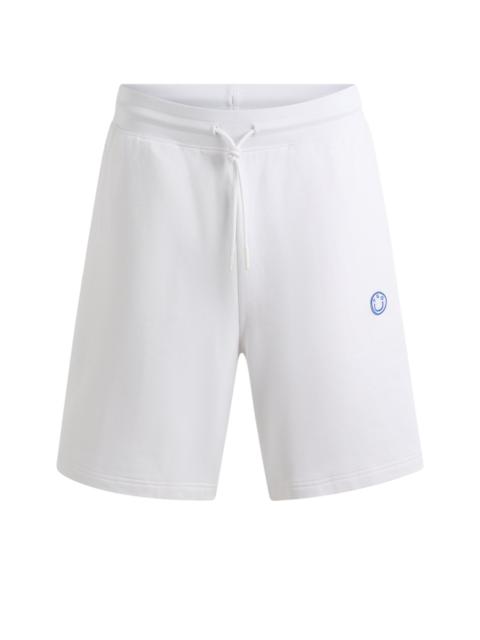 HUGO COTTON-TERRY SHORTS WITH HAPPY HUGO LOGO