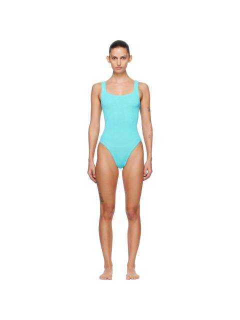 Hunza G Blue Coverage Square Neck Swimsuit