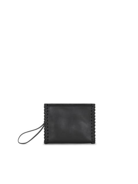 medium whipstich-detail leather clutch bag