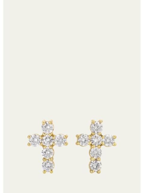 ANITA KO 18K Yellow Gold Diamond Cross Stud Earrings