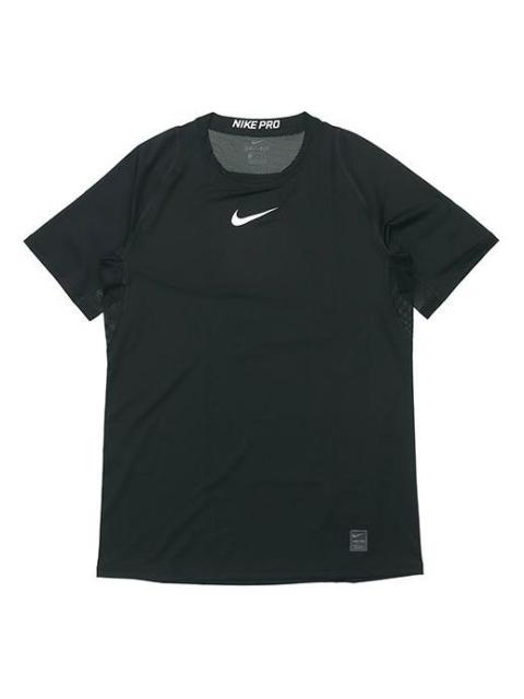 Nike 나이키 직업적인 정상 짧은 소매 훈련 단단한 검정 838094-010