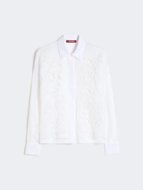 Max Mara CALI Embroidered ramie canvas boxy shirt - WHITE
